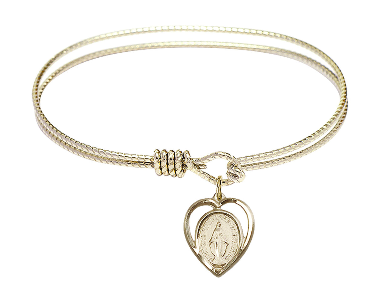 Cable Bangle Bracelet with a Miraculous Charm