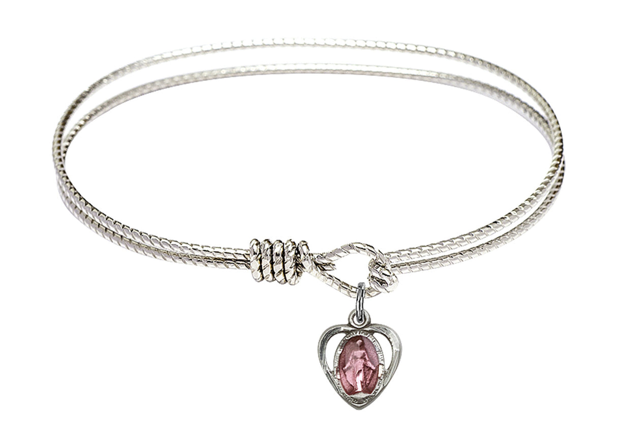 Cable Bangle Bracelet with a Miraculous Charm