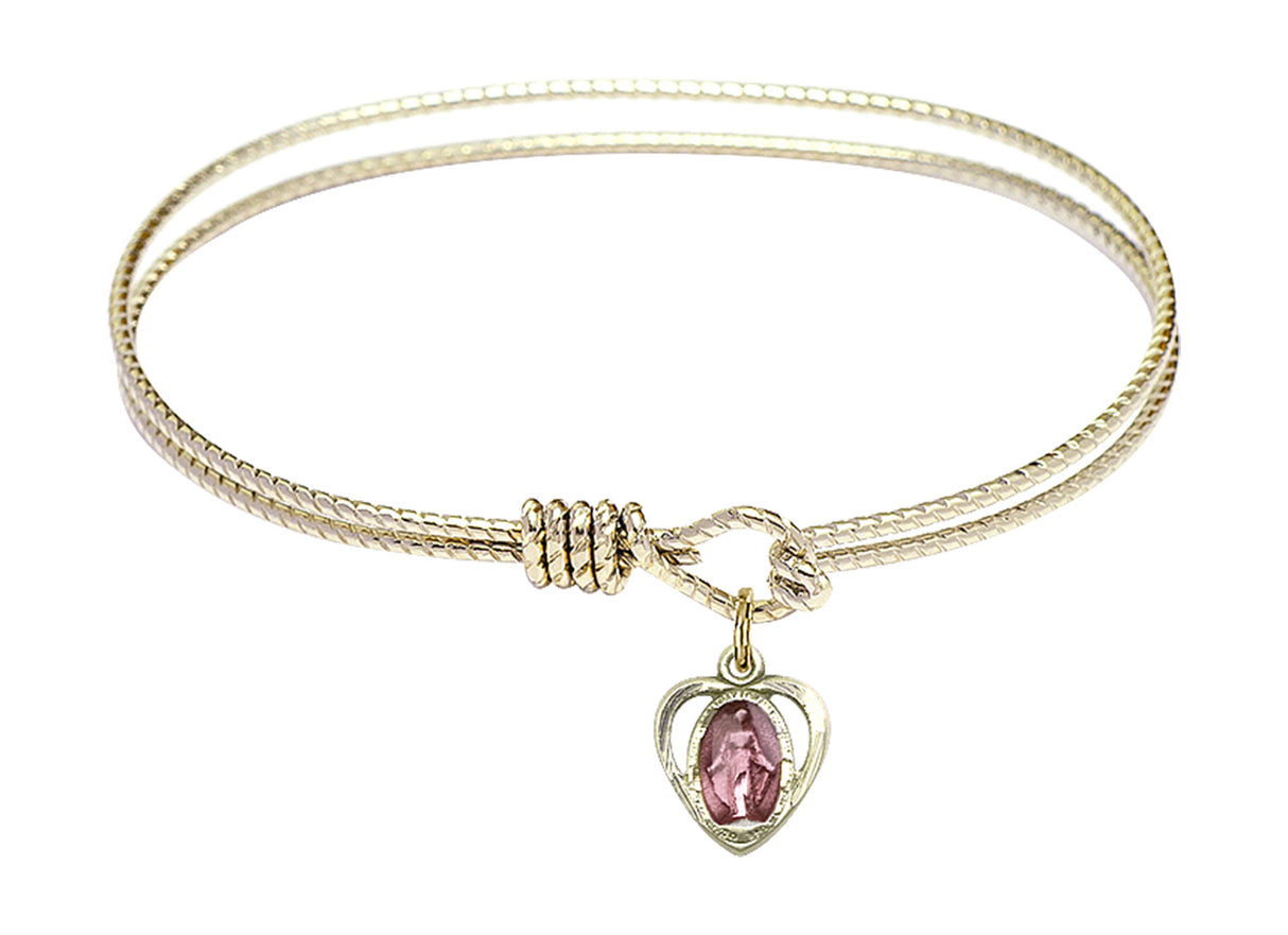 Cable Bangle Bracelet with a Miraculous Charm