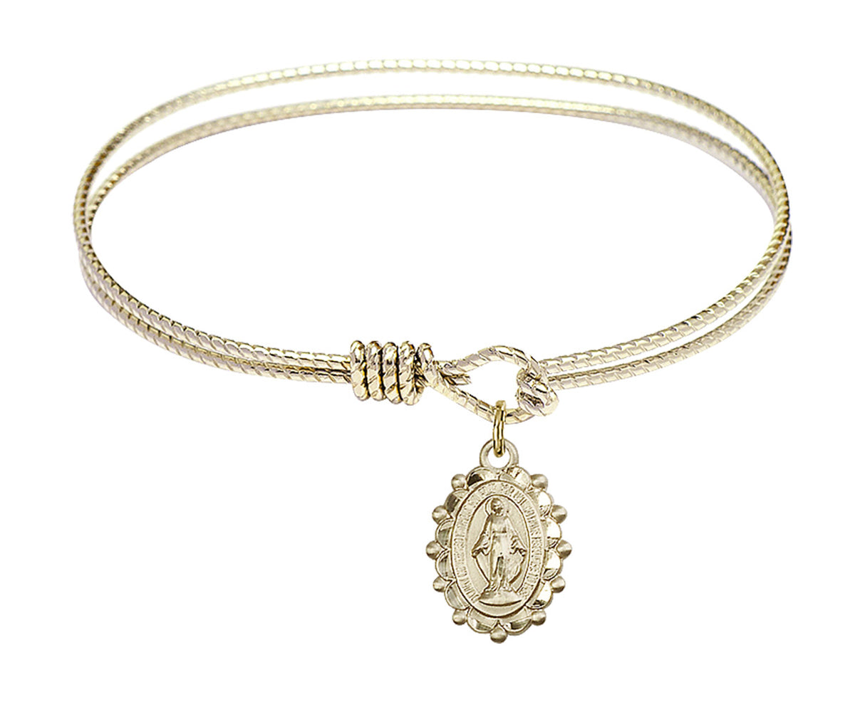 Cable Bangle Bracelet with a Miraculous Charm