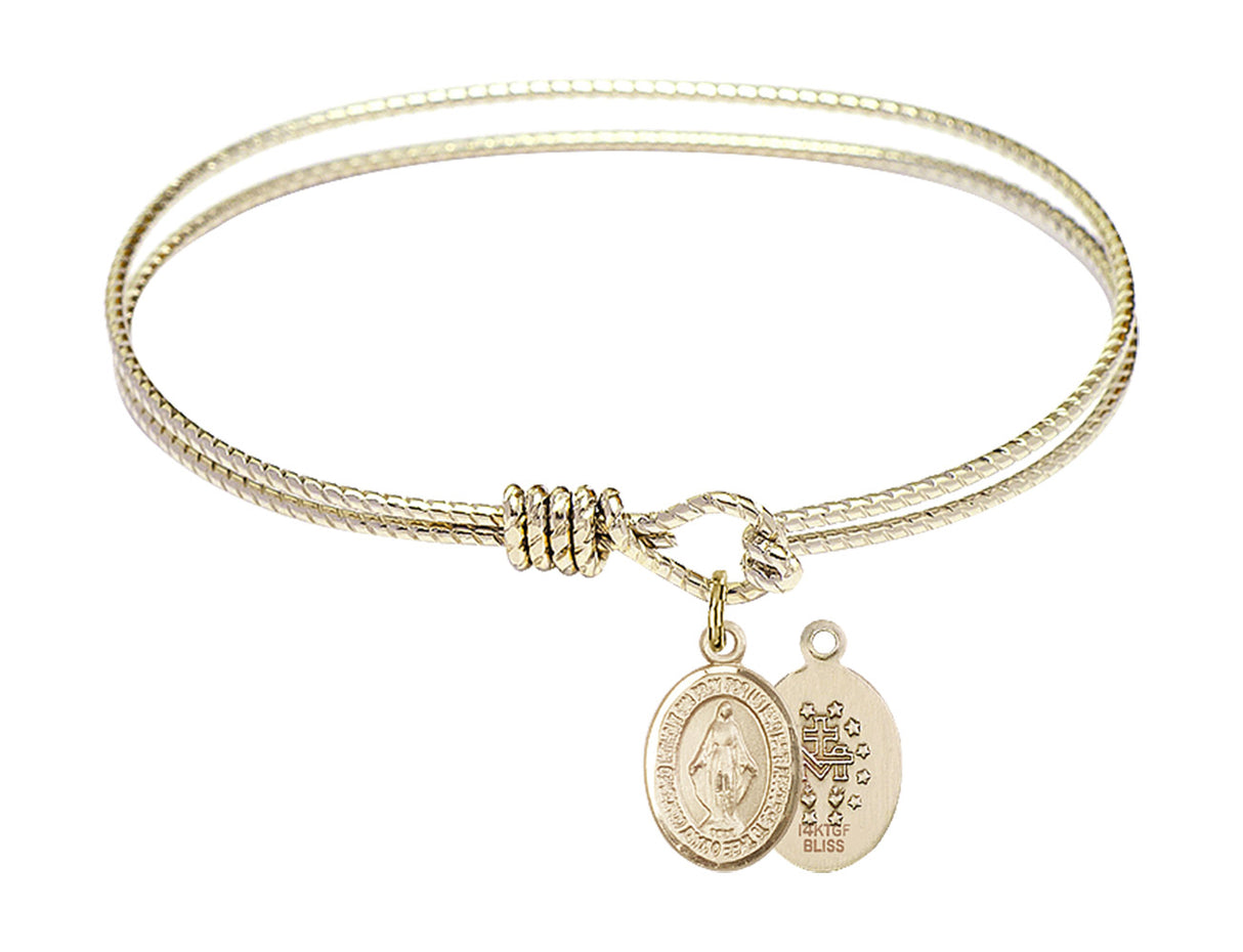 Cable Bangle Bracelet with a Miraculous Charm