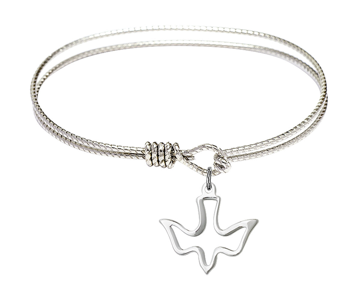 Cable Bangle Bracelet with an Open Cut Holy Spirit Charm