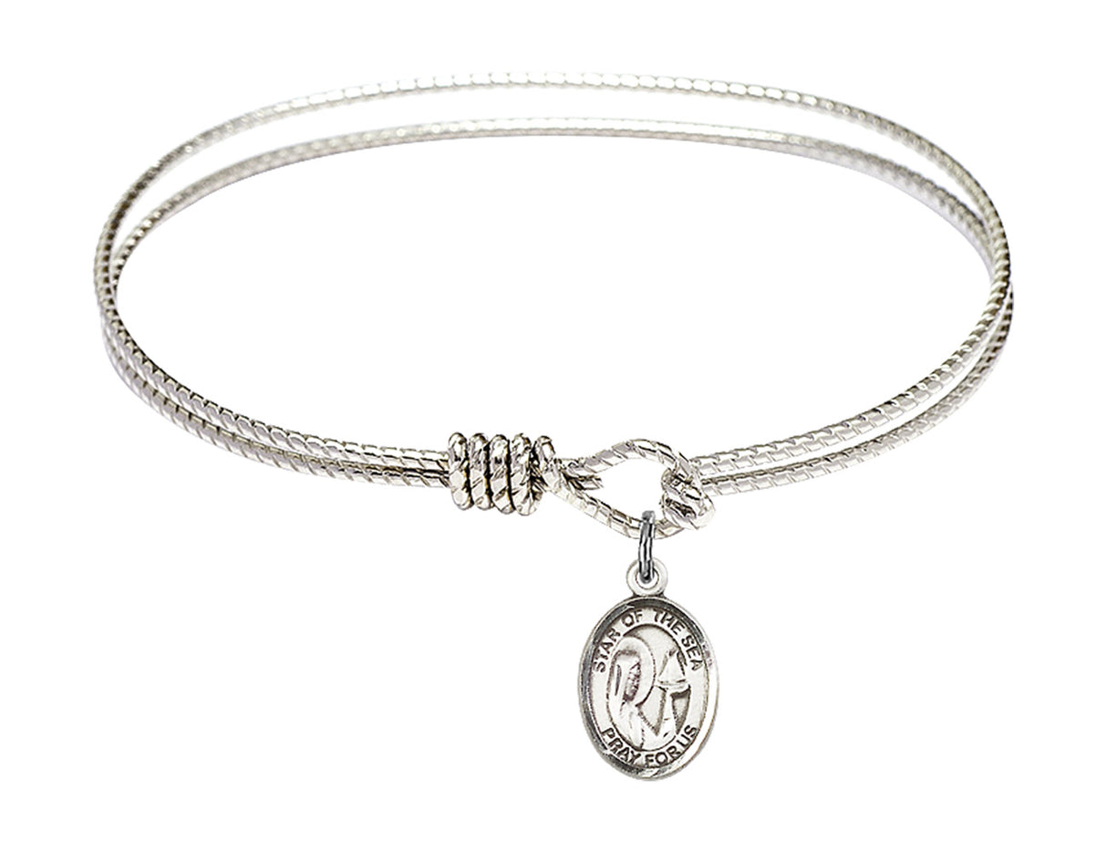 Cable Bangle Bracelet with Our Lady Star of the Sea Charm