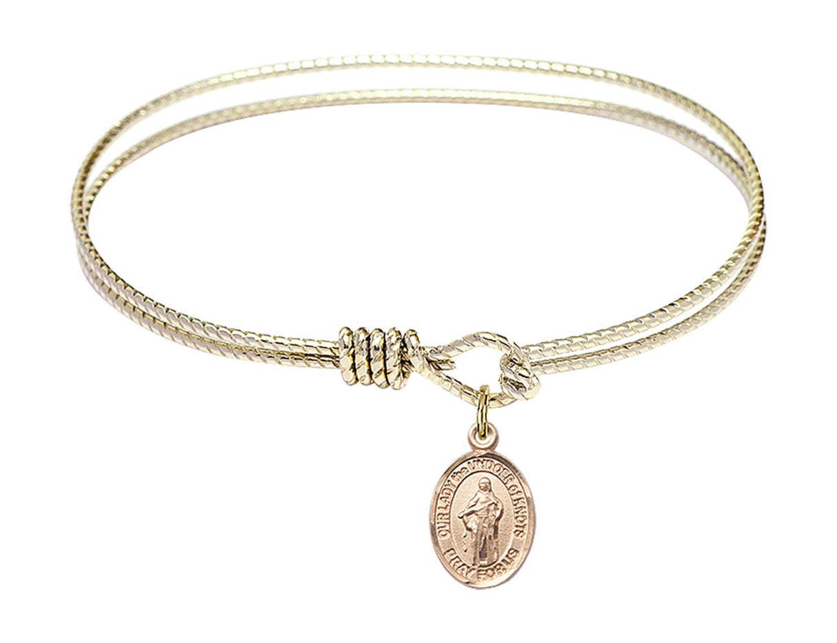Cable Bangle Bracelet with Our Lady the Undoer of Knots Charm