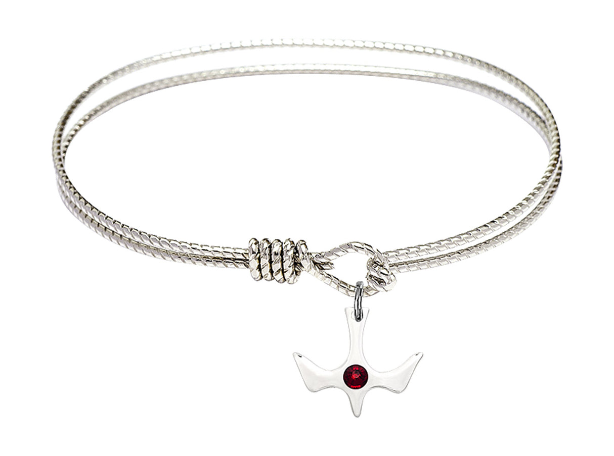 Cable Bangle Bracelet with a Petite Holy Spirit Charm and Birthstone