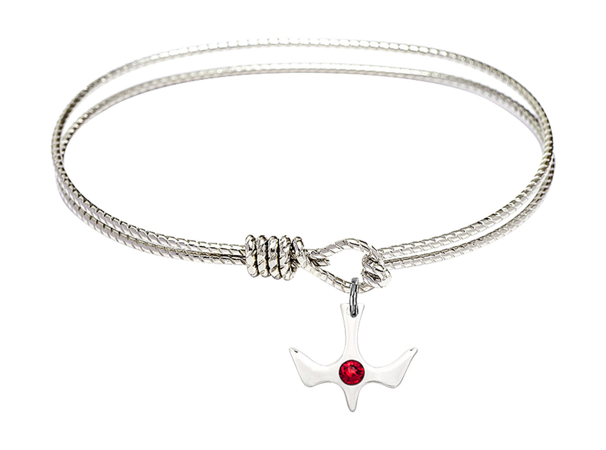 Cable Bangle Bracelet with a Petite Holy Spirit Charm and Birthstone