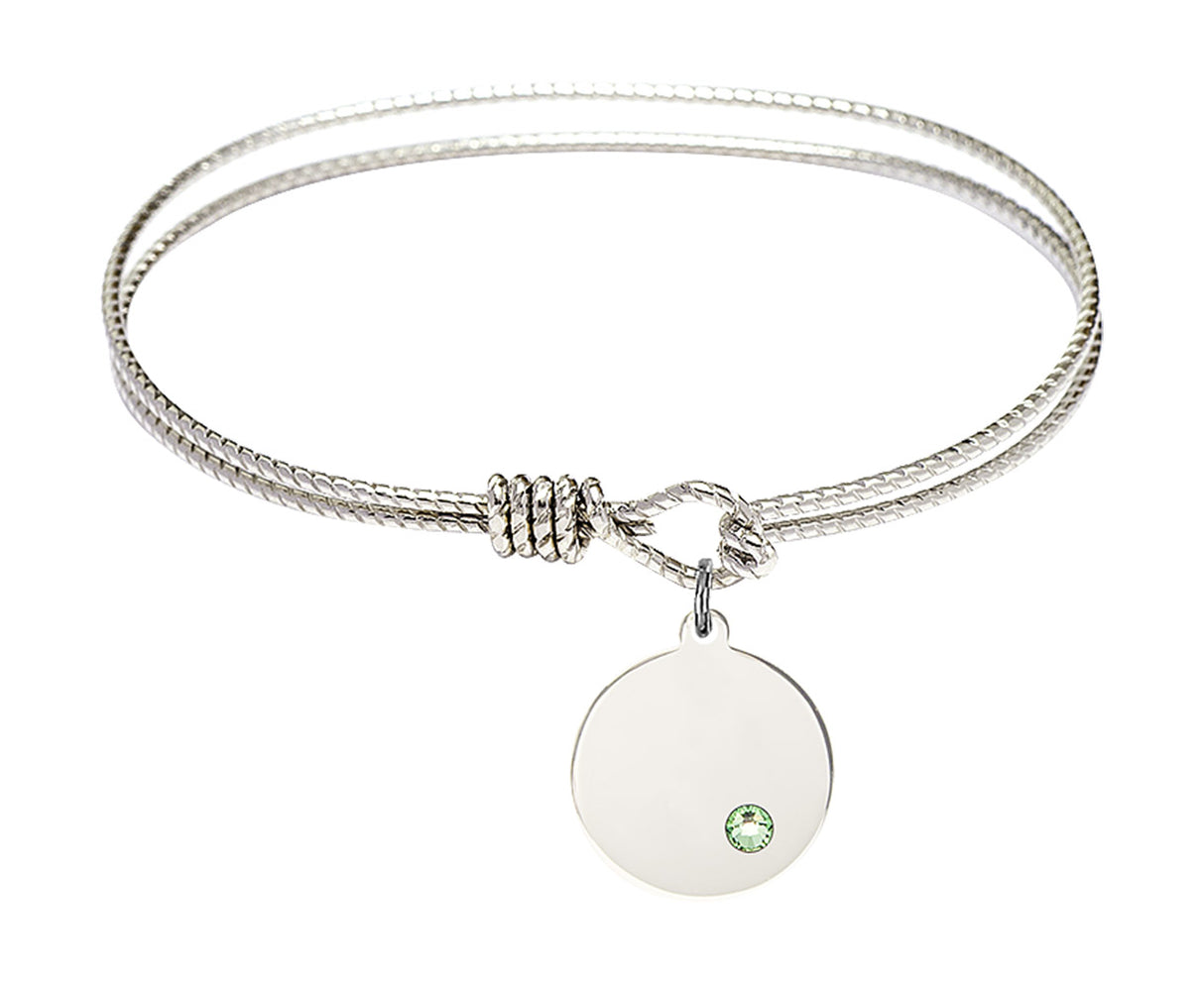Cable Bangle Bracelet with a Plain Disc Charm