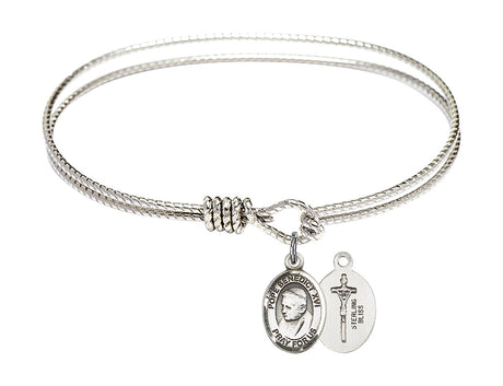 Cable Bangle Bracelet with a Pope Emeritace  Benedict XVI Charm