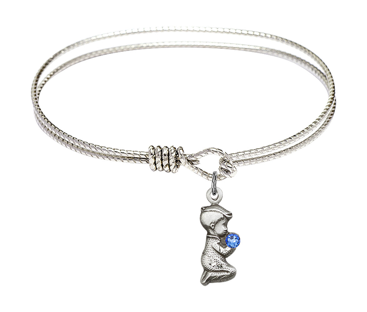 Cable Bangle Bracelet with a Praying Boy Charm