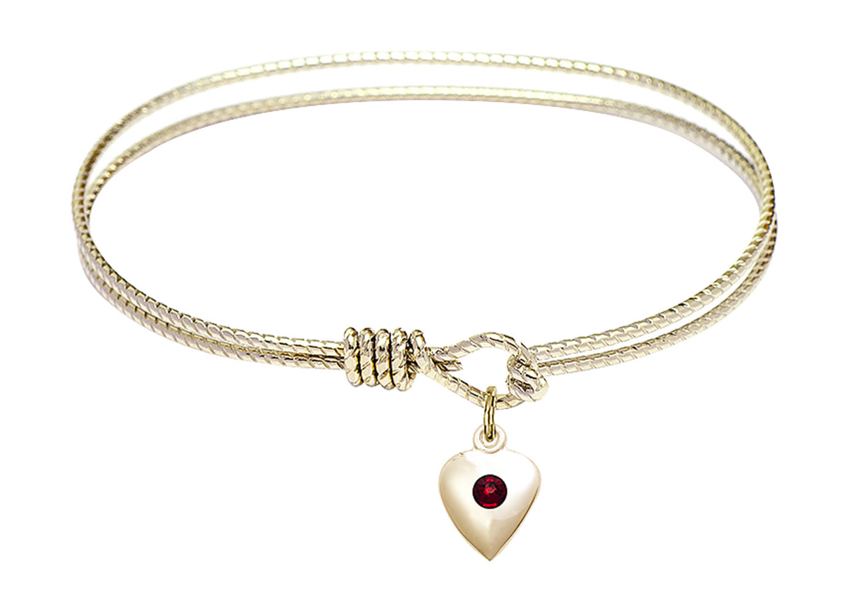 Cable Bangle Bracelet with a Puff Heart Charm