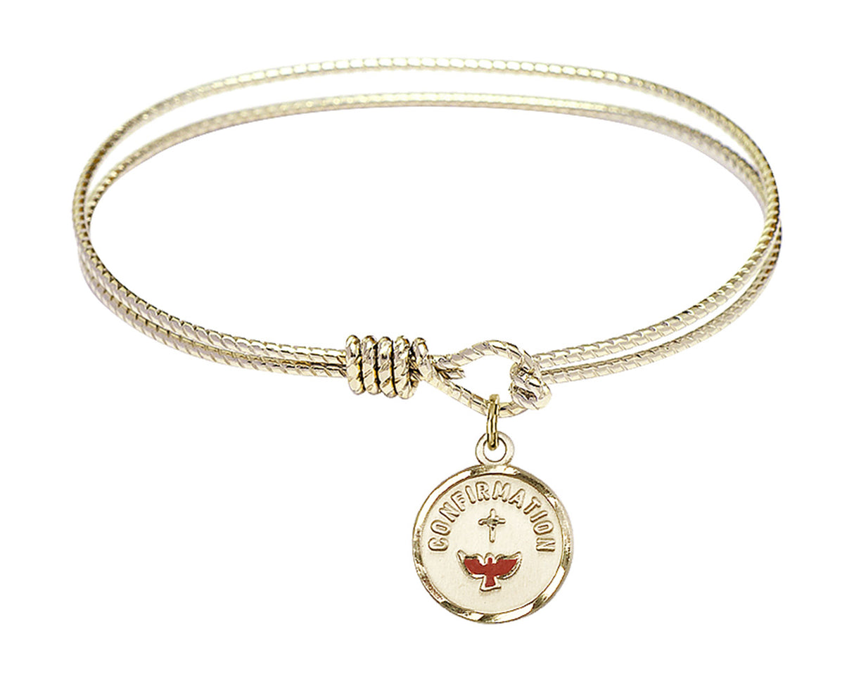 Cable Bangle Bracelet with a Red Dove Charm