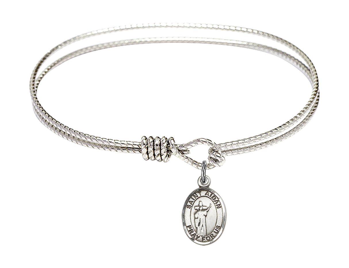 Cable Bangle Bracelet with a Saint Aidan of Lindesfarne Charm