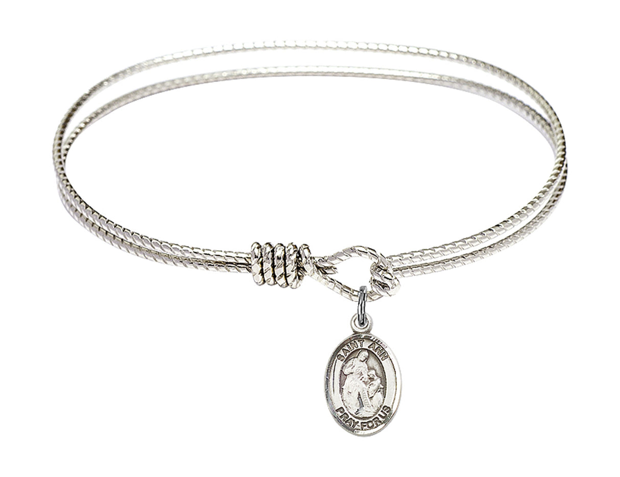 Cable Bangle Bracelet with a Saint Ann Charm