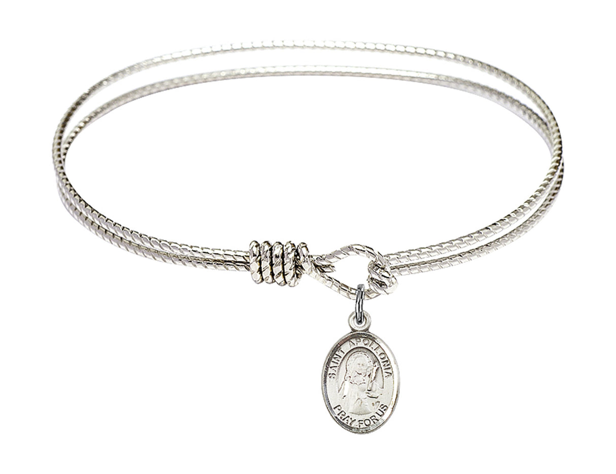 Cable Bangle Bracelet with a Saint Apollonia Charm