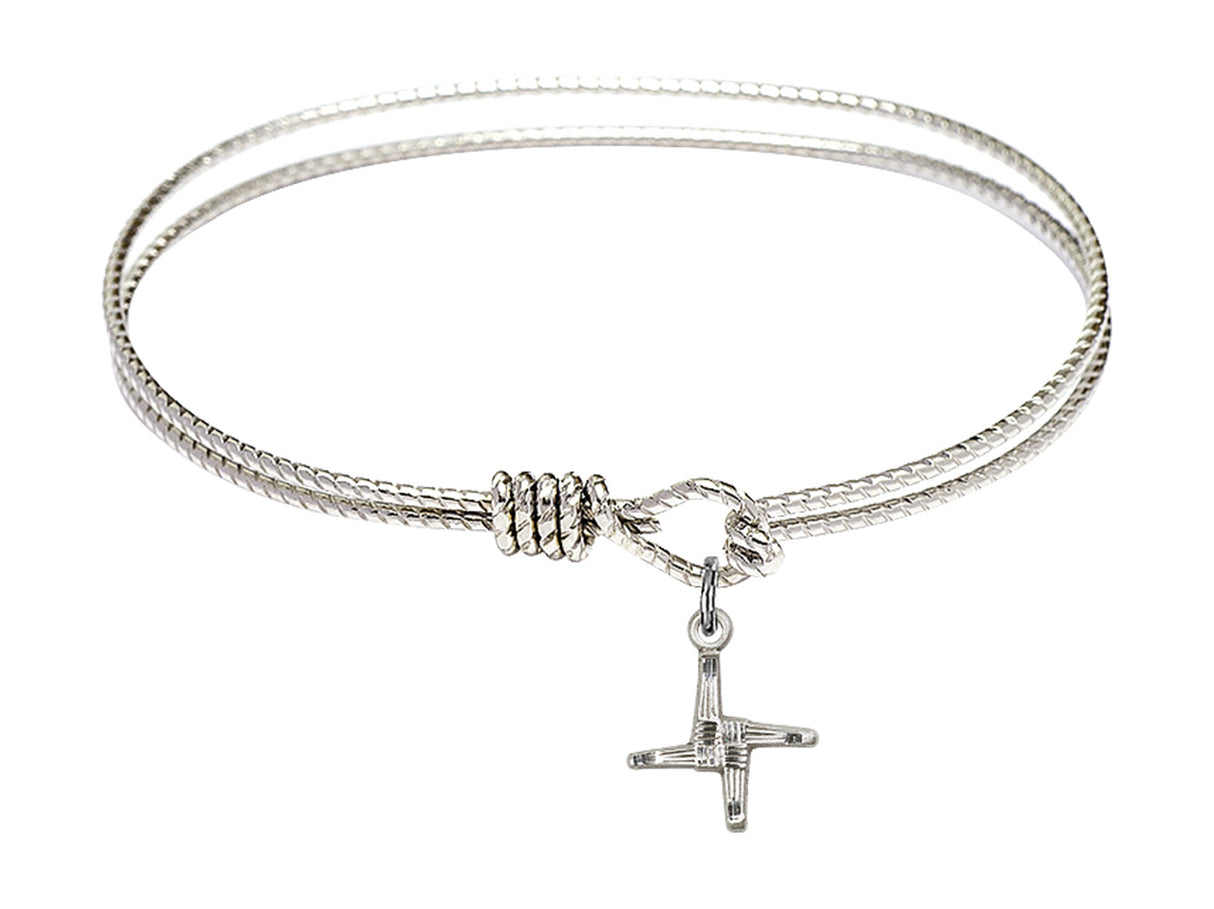 Cable Bangle Bracelet with a Saint Brigid Cross Charm