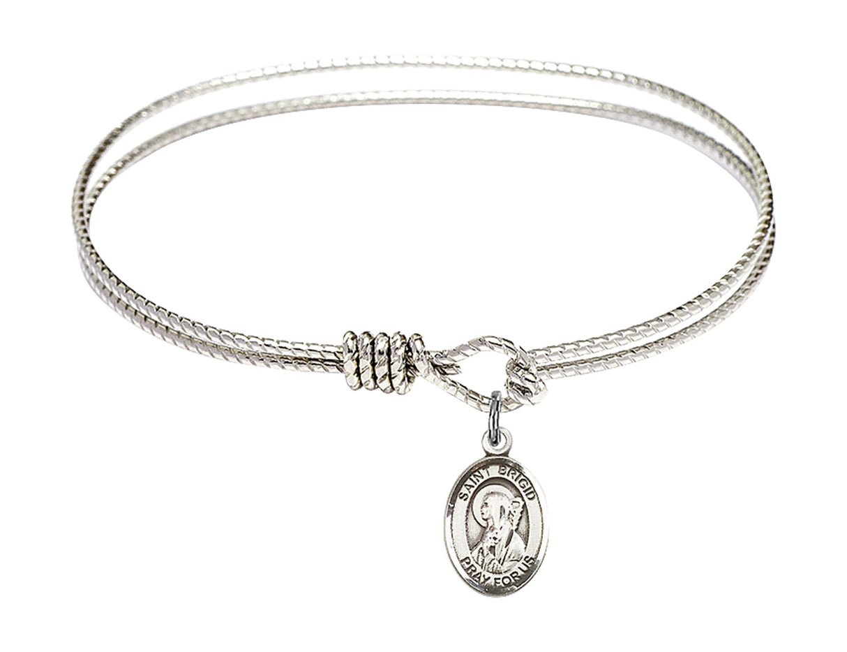 Cable Bangle Bracelet with a Saint Brigid of Ireland Charm