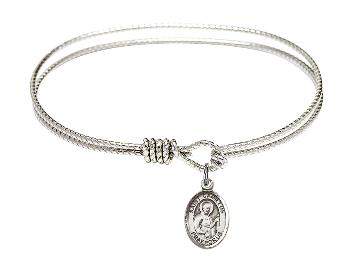 Cable Bangle Bracelet with a Saint Camillus of Lellis Charm