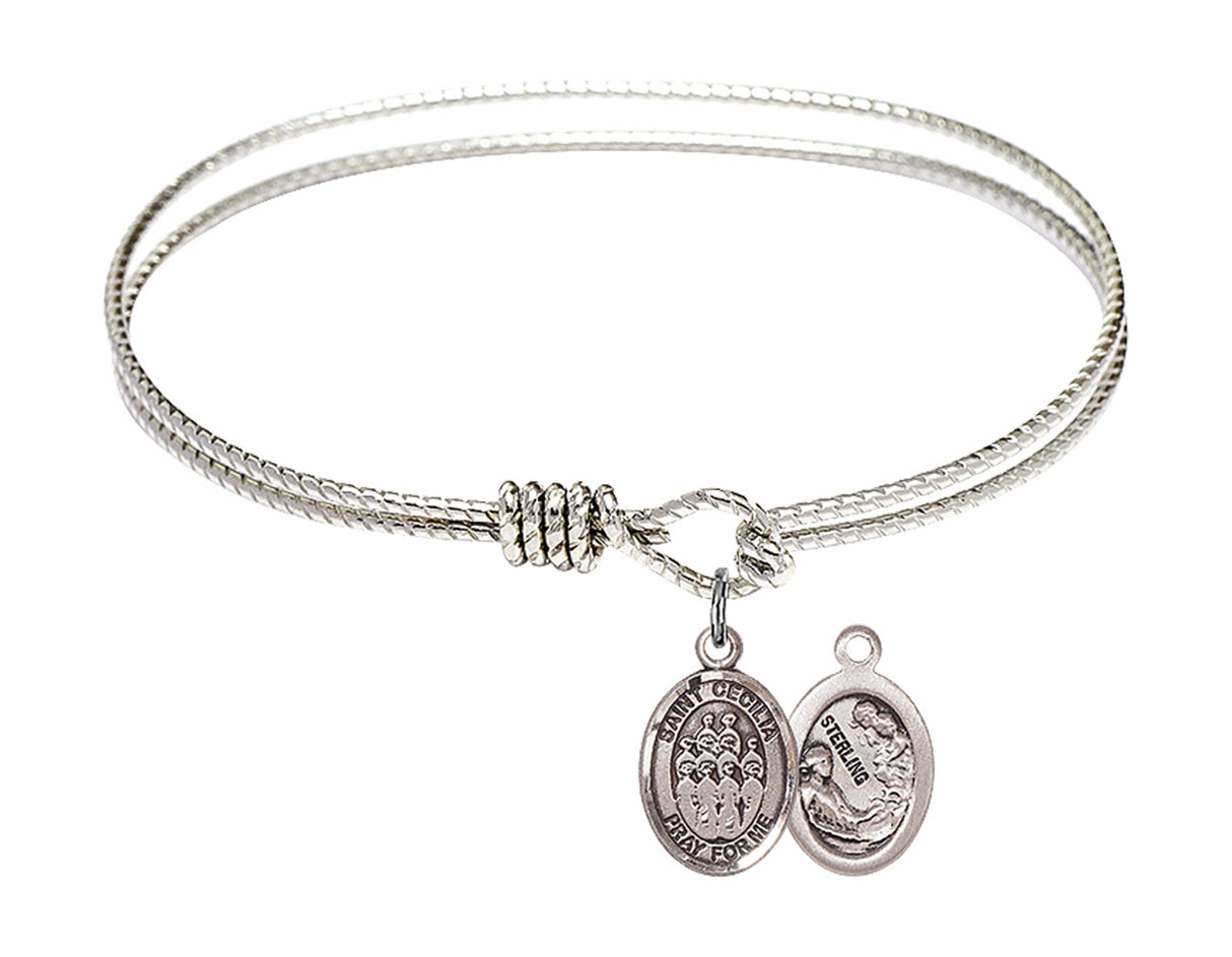 Cable Bangle Bracelet with a Saint Cecilia Choir Charm