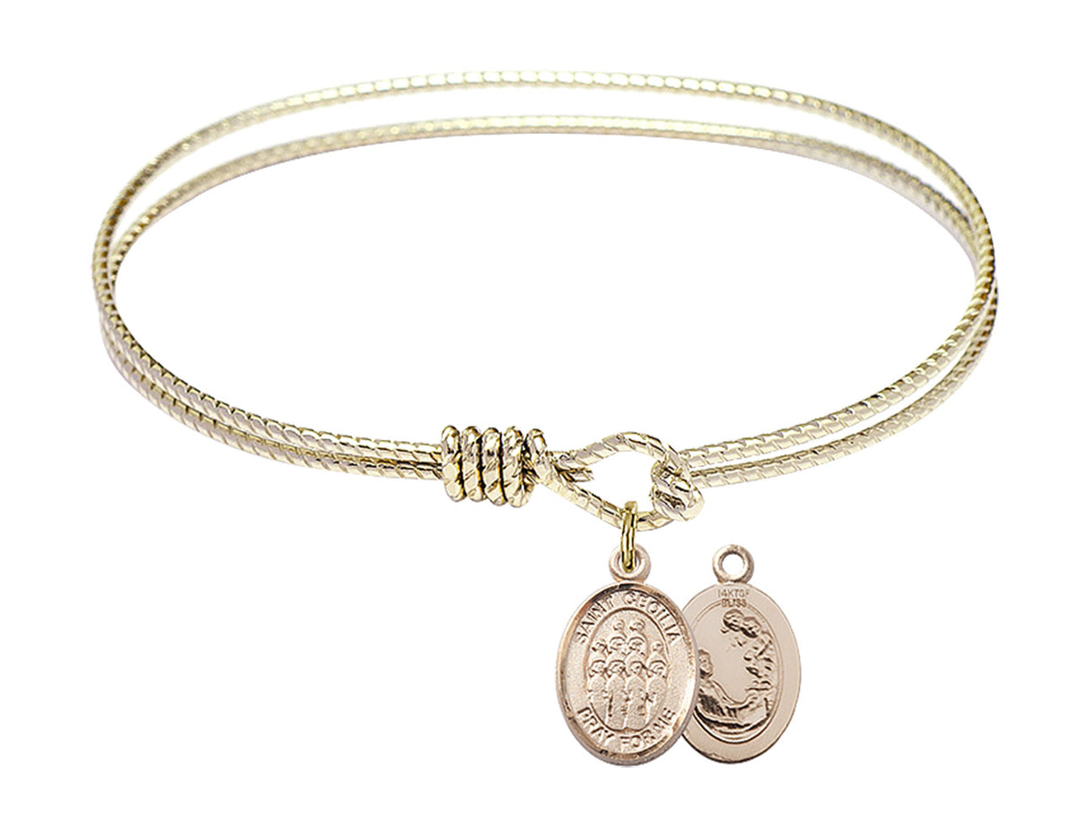 Cable Bangle Bracelet with a Saint Cecilia Choir Charm