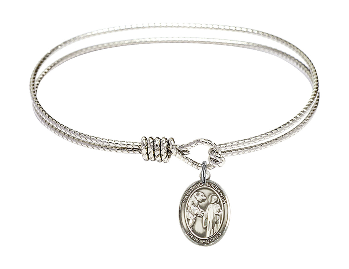 Cable Bangle Bracelet with a Saint Columbanus Charm