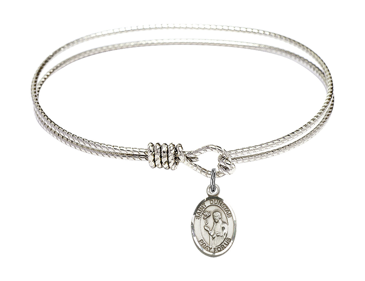 Cable Bangle Bracelet with a Saint Dunstan Charm