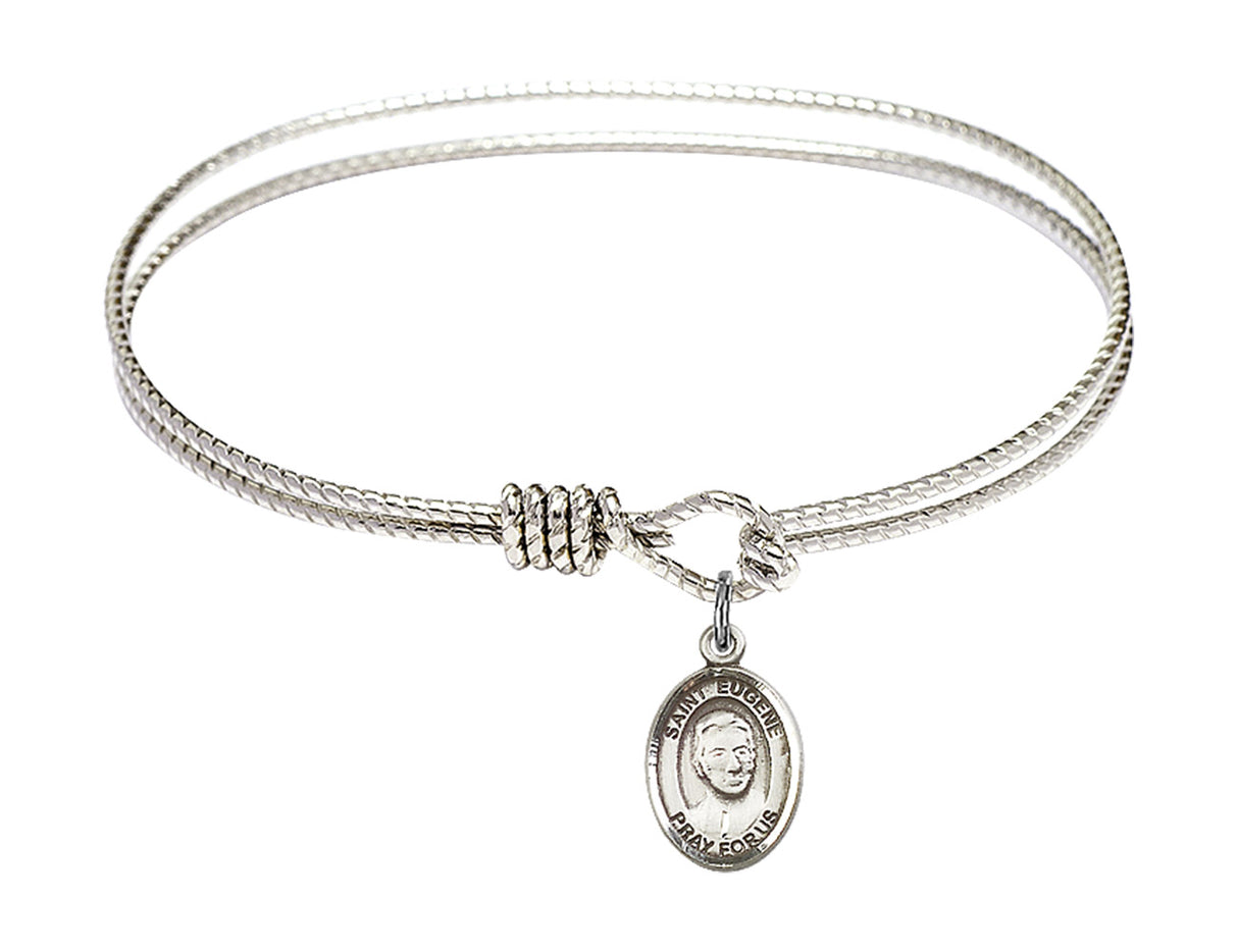 Cable Bangle Bracelet with a Saint Eugene de Mazenod Charm