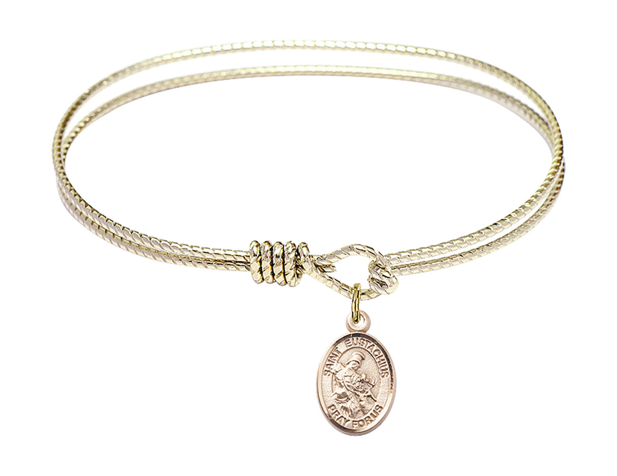 Cable Bangle Bracelet with a Saint Eustachius Charm