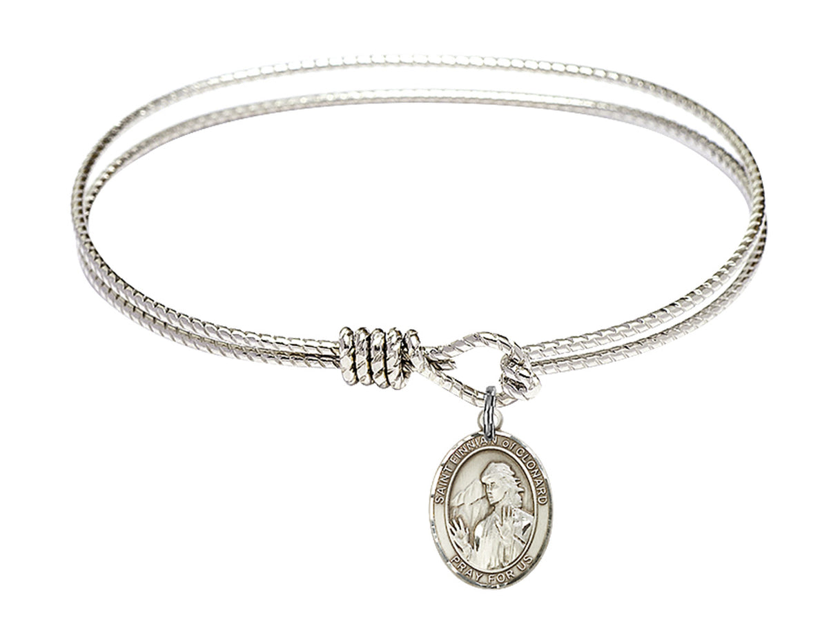 Cable Bangle Bracelet with a Saint Finnian of Clonard Charm