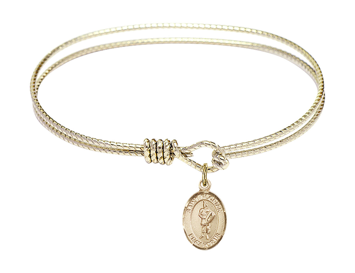 Cable Bangle Bracelet with a Saint Florian Charm