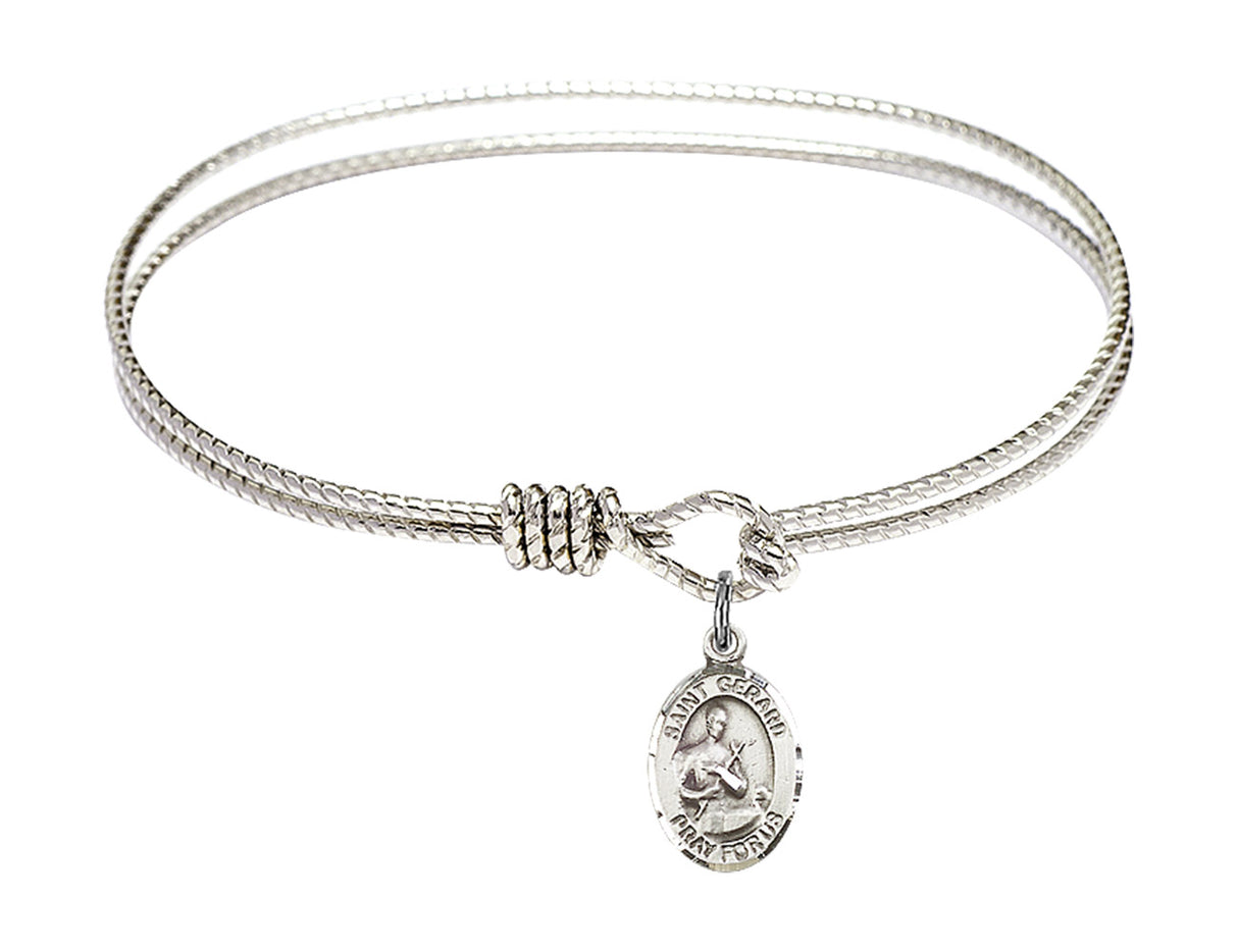 Cable Bangle Bracelet with a Saint Gerard Majella Charm