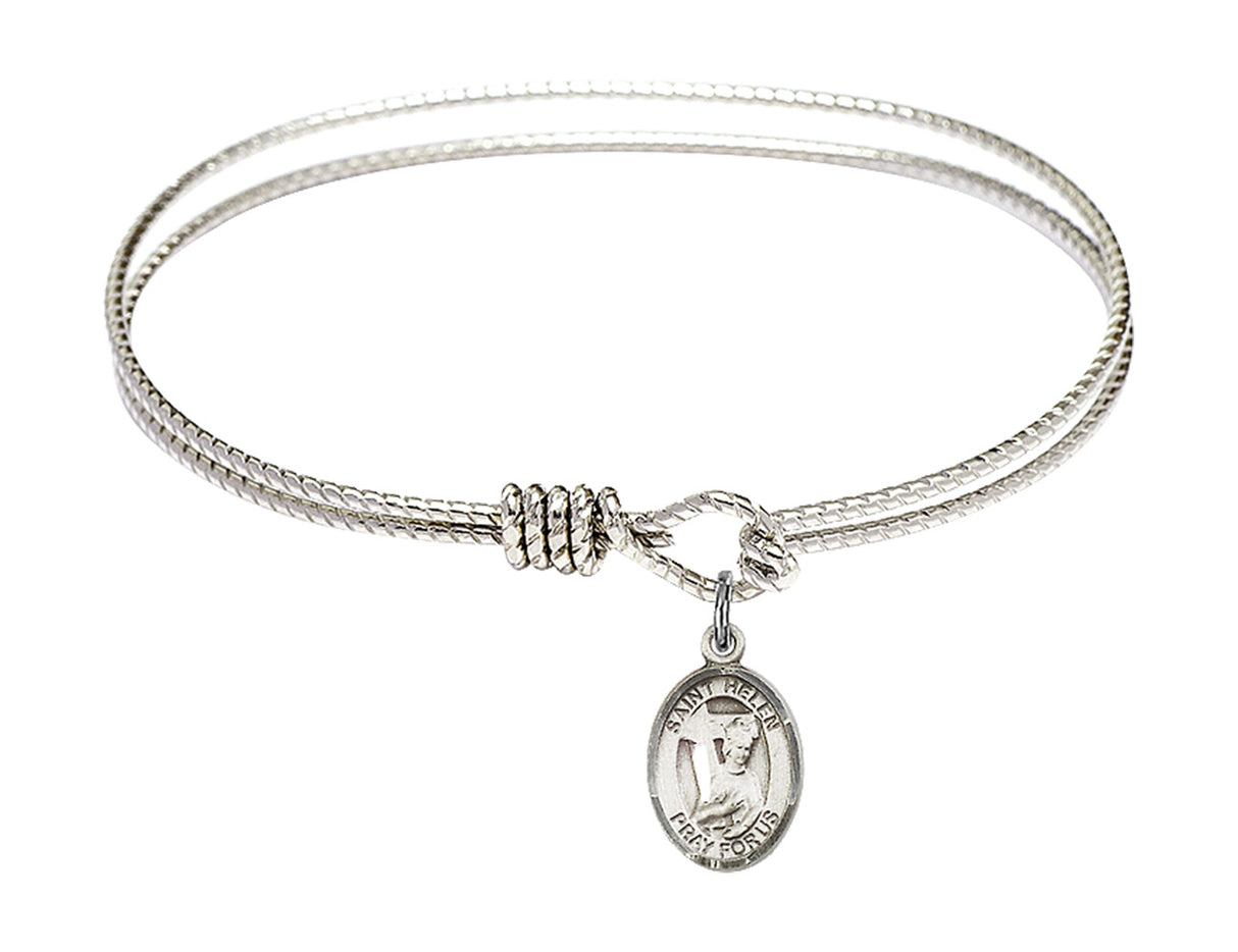 Cable Bangle Bracelet with a Saint Helen Charm