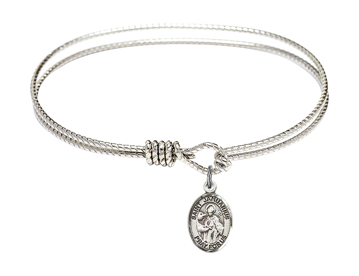 Cable Bangle Bracelet with a Saint Januarius Charm