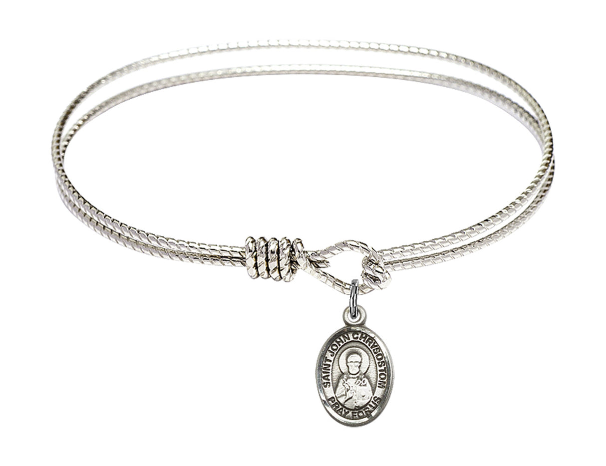 Cable Bangle Bracelet with a Saint John Chrysostom Charm