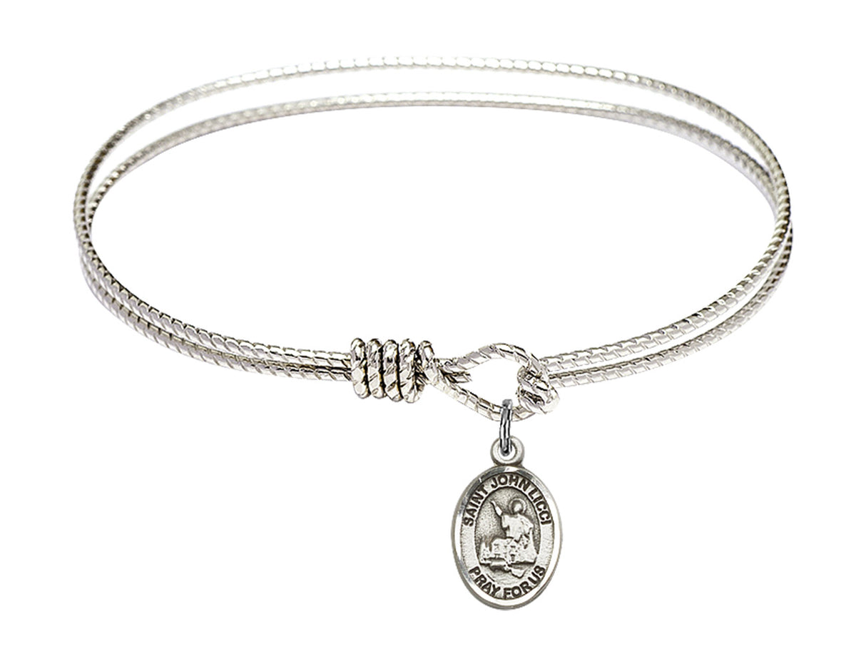 Cable Bangle Bracelet with a Saint John Licci Charm