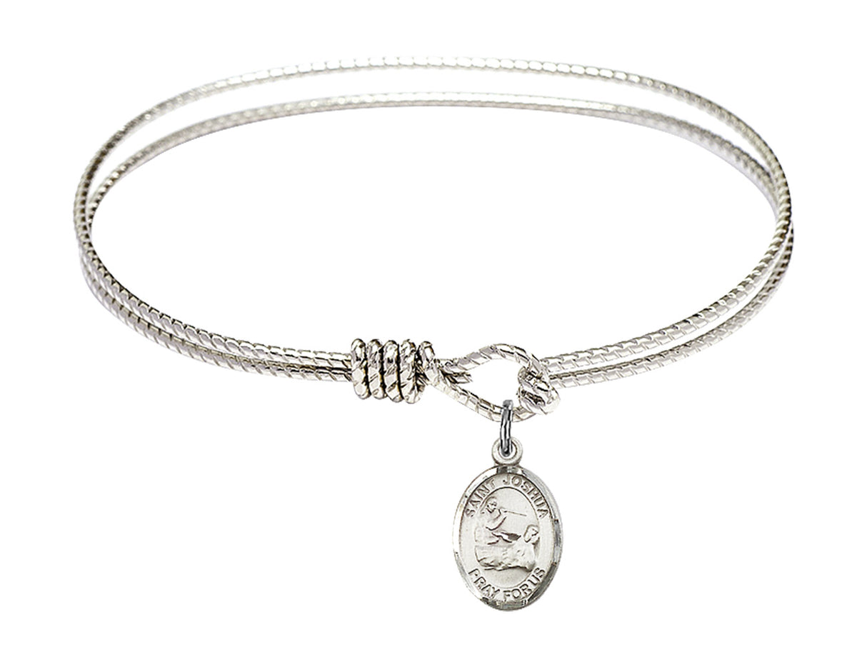 Cable Bangle Bracelet with a Saint Joshua Charm