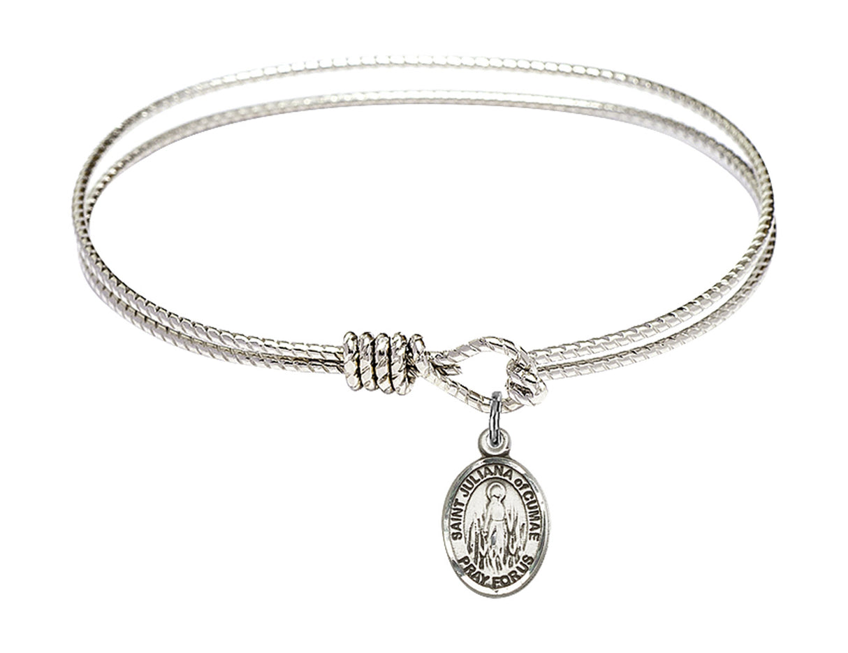 Cable Bangle Bracelet with a Saint Juliana of Cumae Charm