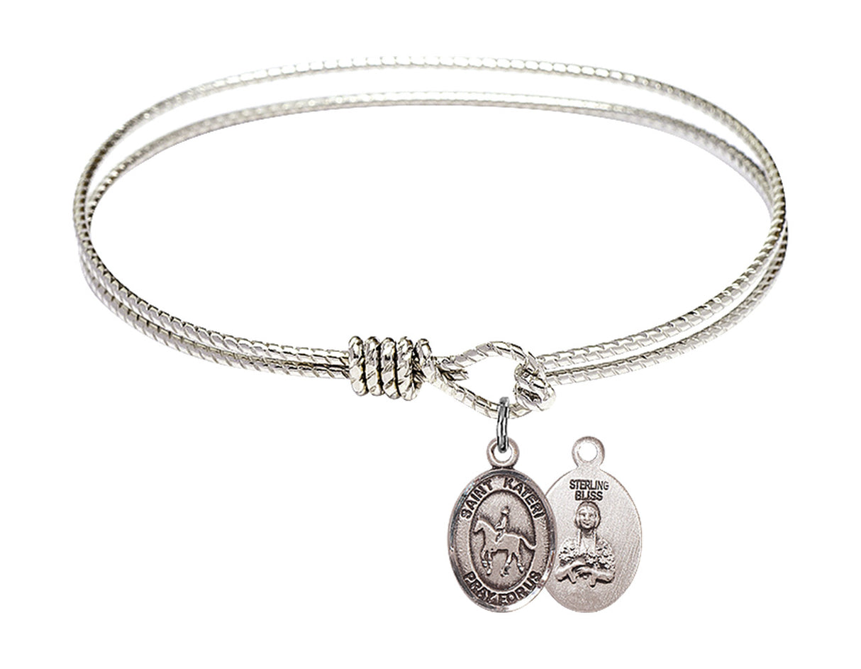 Cable Bangle Bracelet with a Saint Kateri Equestrian Charm