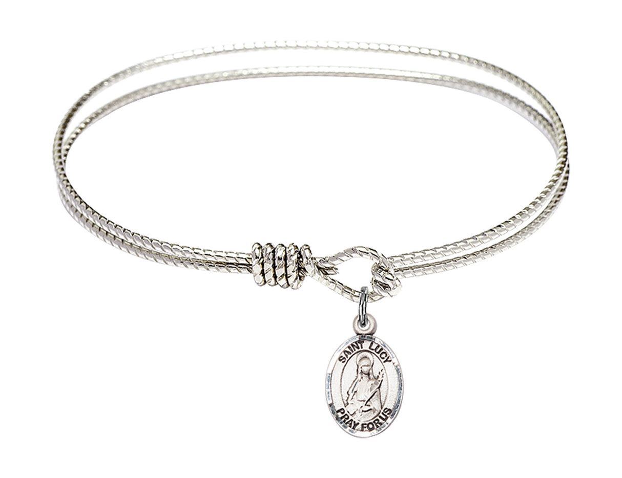 Cable Bangle Bracelet with a Saint Lucy Charm