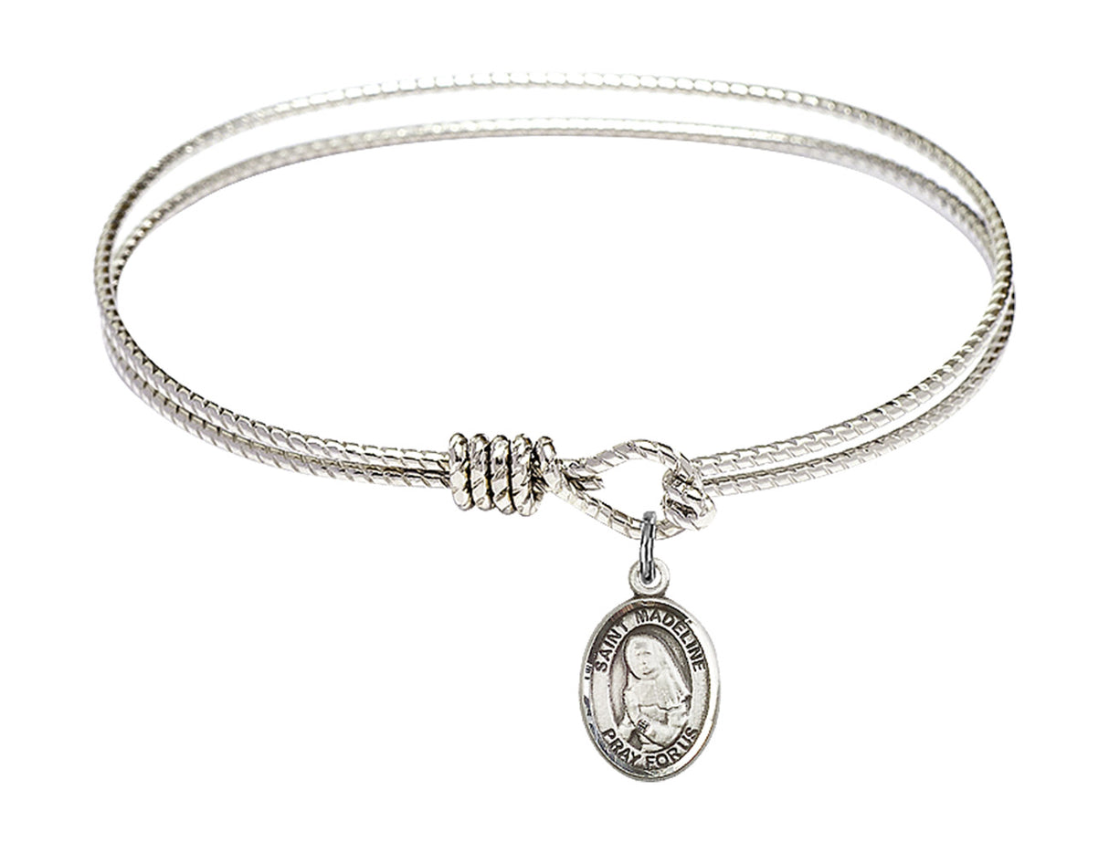 Cable Bangle Bracelet with a Saint Madeline Sophie Barat Charm