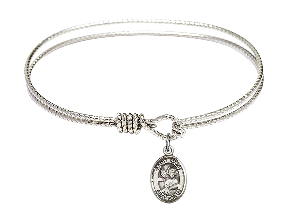 Cable Bangle Bracelet with a Saint Mark the Evangelist Charm