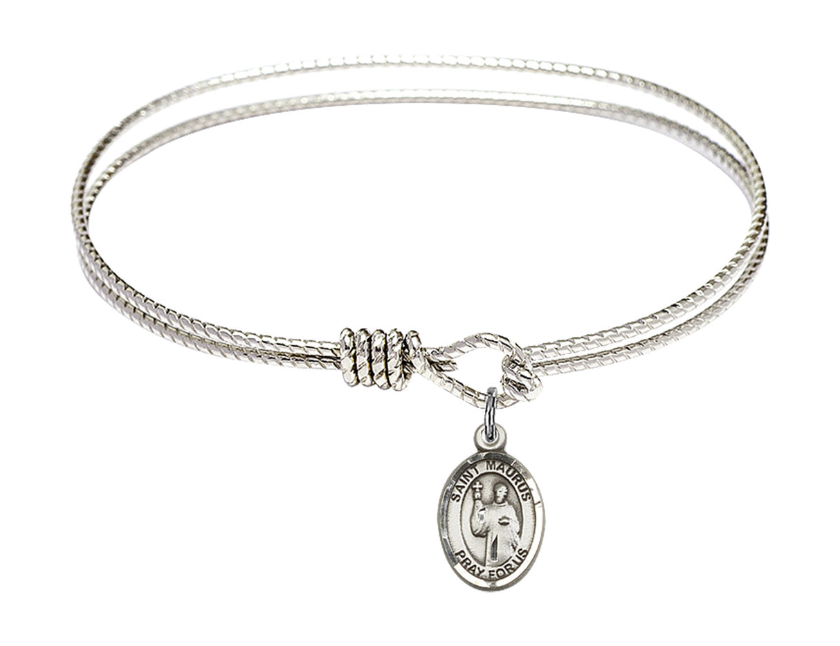 Cable Bangle Bracelet with a Saint Maurus Charm