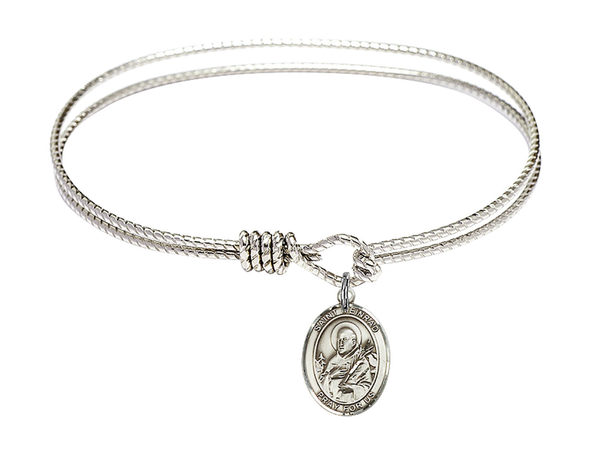 Cable Bangle Bracelet with a Saint Meinrad of Einsiedeln Charm