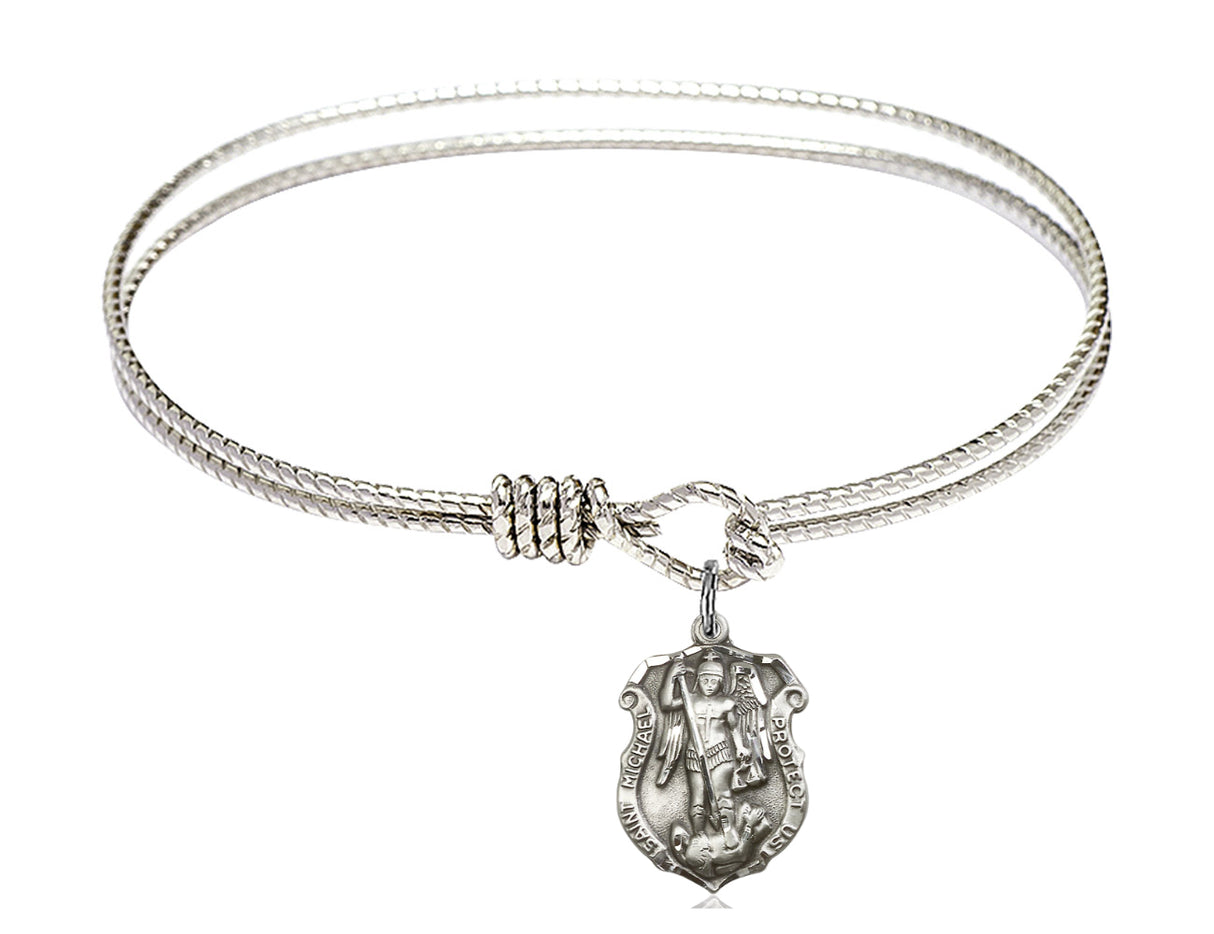 Cable Bangle Bracelet Saint Michael Shield Charm