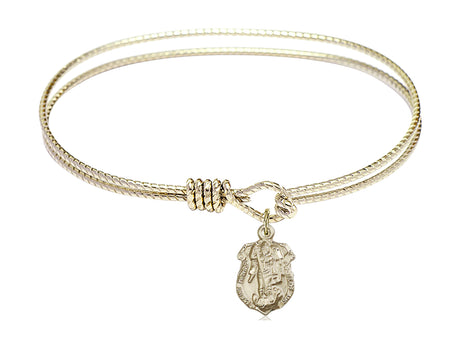 Cable Bangle Bracelet Saint Michael Shield Charm