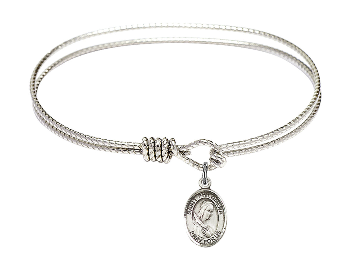 Cable Bangle Bracelet with a Saint Philomena Charm