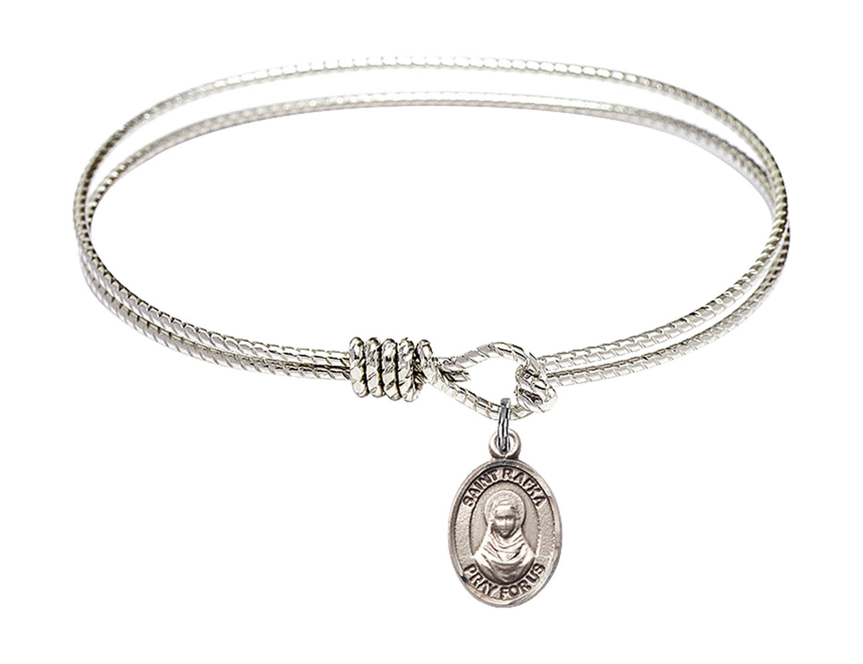 Cable Bangle Bracelet with a Saint Rafka Charm