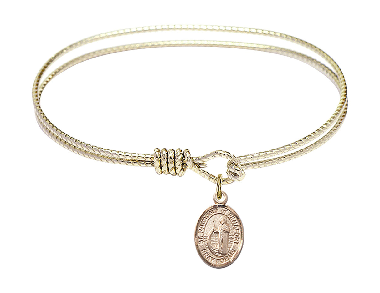 Cable Bangle Bracelet with a Saint Raymond of Penafort Charm