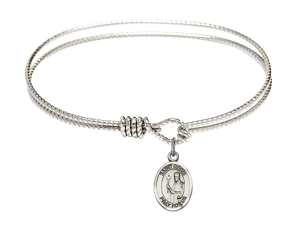 Cable Bangle Bracelet with a Saint Regis Charm