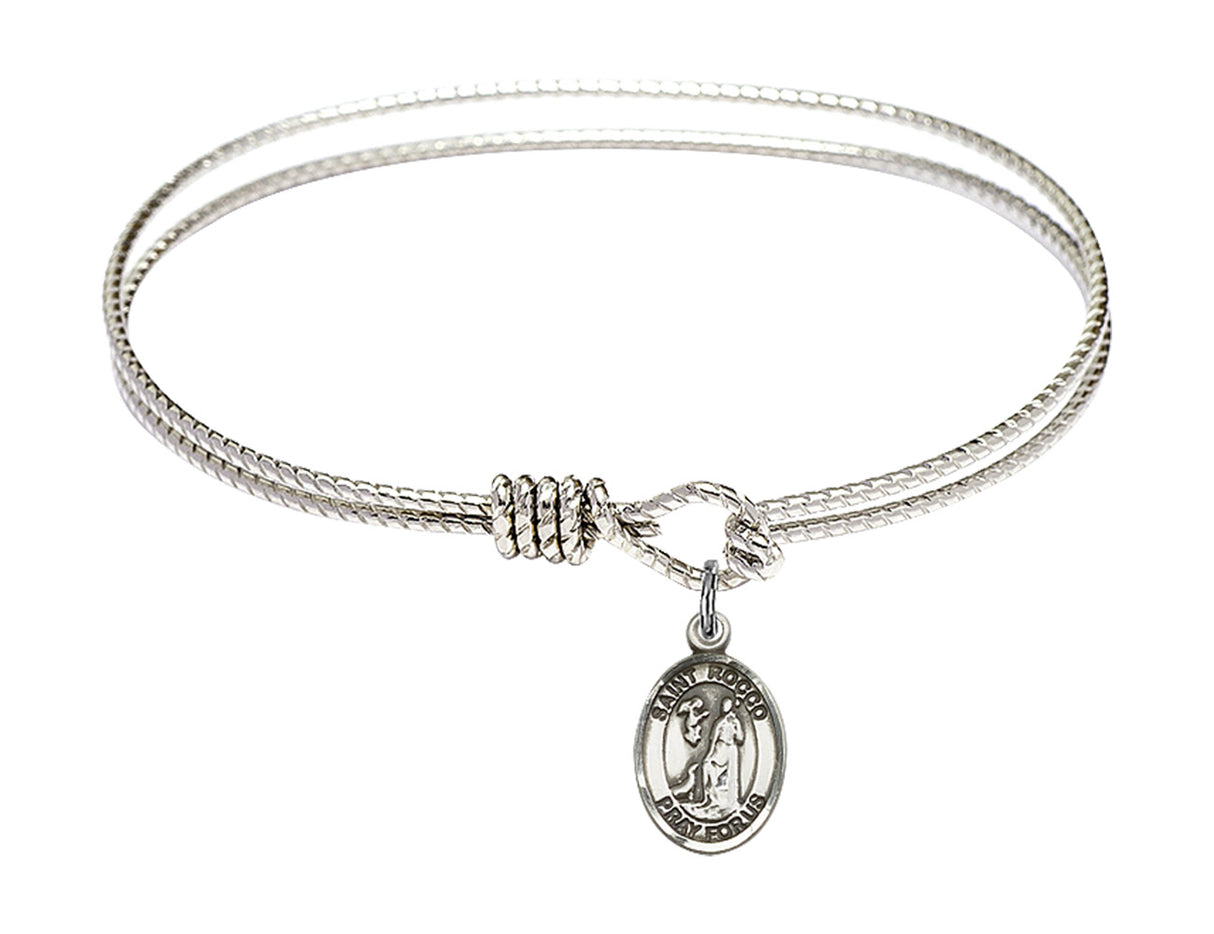 Cable Bangle Bracelet with a Saint Rocco Charm