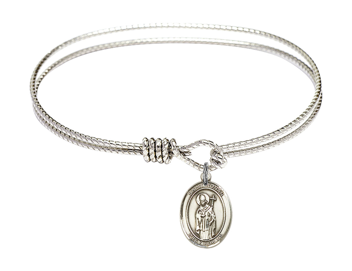 Cable Bangle Bracelet with a Saint Ronan Charm